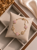 1pc Elegant Rhinestone Inlaid  Four-Leaf Clover Adjustable Bracelet